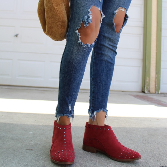 🚨LAST PAIR//The Brandy//Brick Red studded booties - Picture 8 of 8